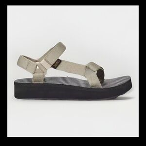 Teva Sandals Flatform Platform Ankle Strap Thong Flip Flop Metallic Gold 10